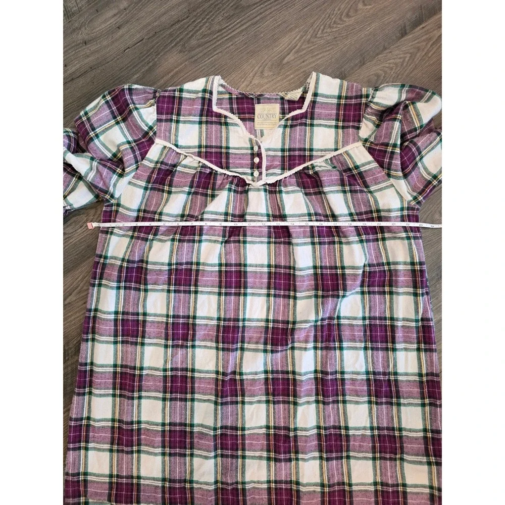 Women's sz S Erika Taylor Intimates Country Cottons Plaid Flannel Nightgown